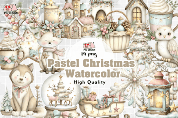 Download Pastel Christmas Watercolor PNG - Pastel christmas Collection