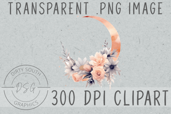 Download Floral Watercolor Moon Clip Art - Moon clip art Collection