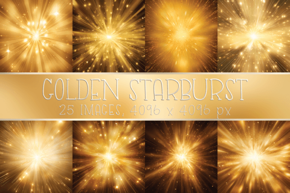 Download Golden Starburst Printable Digital Paper - Golden Collection