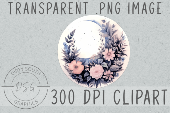 Download Floral Watercolor Moon Clip Art - Moon clip art Collection