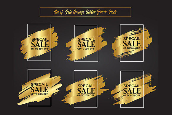 Download Sale Grunge Watercolor Golden Brush Set - Golden Collection