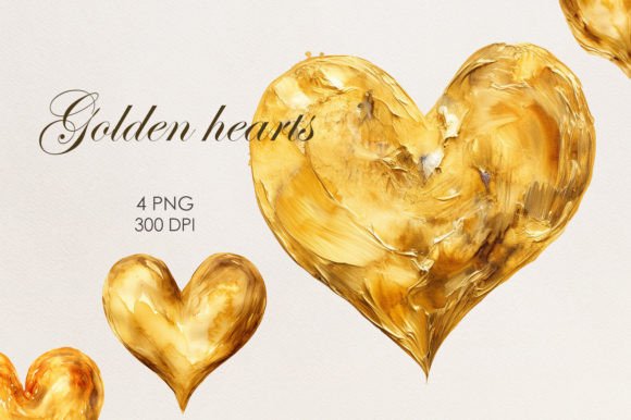 Download Golden Watercolor Hearts - Watercolor hearts Collection