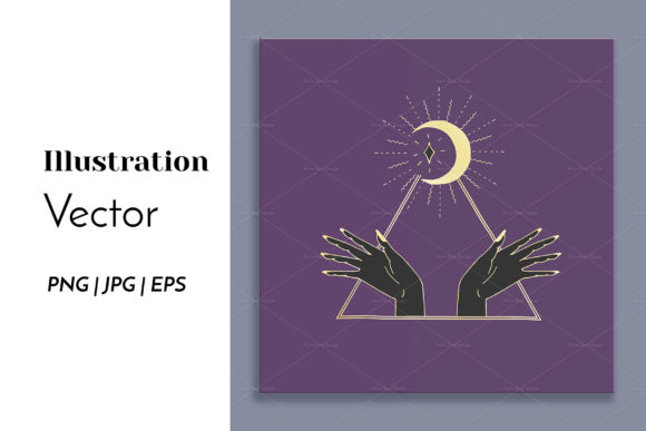 Download Mystic Golden Half Moon &amp; Hands Print - Golden Collection