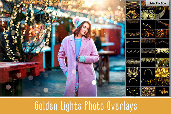Download 100 Golden Lights Photo Overlays - Golden Collection