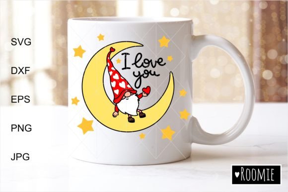 Download Valentine Gnome on the Moon with Heart - Gnome Collection