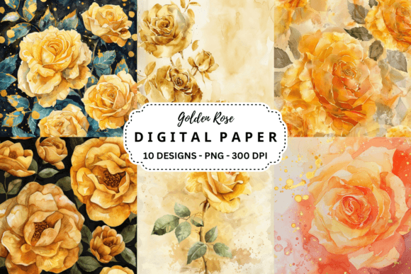 Download Watercolor Golden Rose Background - Golden Collection