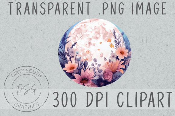 Download Watercolor Floral Moon Clip Art - Moon clip art Collection
